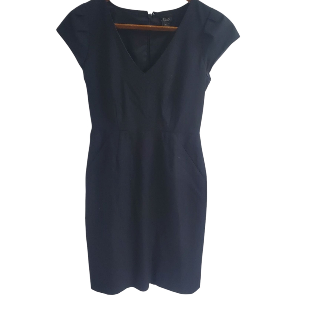 J Crew Super 120's Black Pencil Dress Size 0